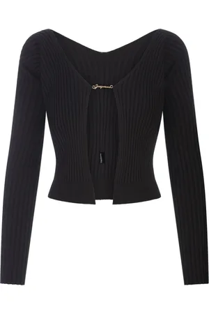 Jacquemus Truien, Dames, Zwart, M, Ribgebreide Lange Cardigan