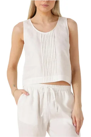 Resort Finest Tops, Dames, Wit, L, Dames Tops & T-shirts Crop Top Linen