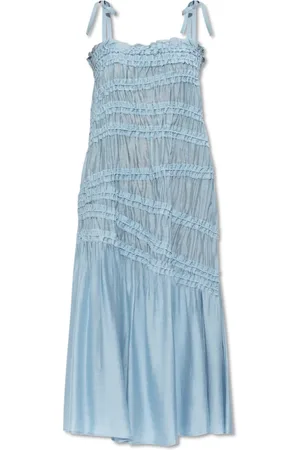 Tory Burch Kleedjes, Dames, Blauw, L, Linnen, Strappy Dress