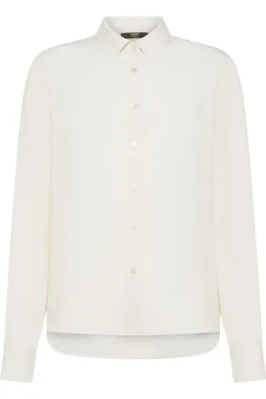SEVENTY BY SERGIO TEGON Blouses & Shirts, Dames, Wit, L, Witte Crepe Zijden Overhemd
