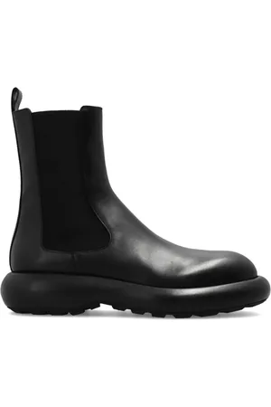 Jil Sander Schoenen, Dames, Zwart, 39 EU, Leer, Ronde Teen Kalfsleren Chelsea Boots