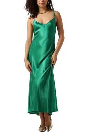 Greek Archaic Kori Kleedjes, Dames, Groen, S, Groene Midi Jurk met Elegante Rugvetering