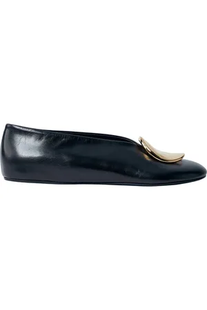 Jil Sander Schoenen, Dames, Zwart, 36 EU, Leer, Goudkleurige leren ballerina`s