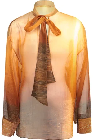 Roberto Cavalli Blouses & Shirts, Dames, Veelkleurig, XS, Luxe Oranje Zijden Topkleding