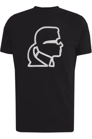 Karl Lagerfeld Tops, Heren, Zwart, L, Zwart T-shirt met Design en Extra`s