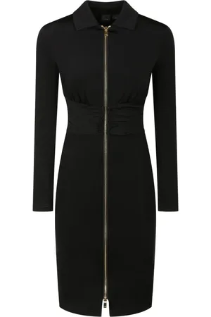 Pinko Kleedjes, Dames, Zwart, 2Xs, Zwarte Jurk met Rits Akane