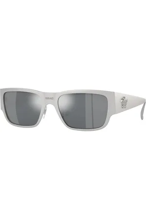 VERSACE Accessoires, Dames, Grijs, ONE Size, Elegante Grijze Acetaat Zonnebril