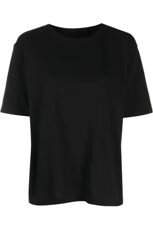 Khaite Tops, Dames, Zwart, XS, Katoen, T-shirt met logo-appliqué