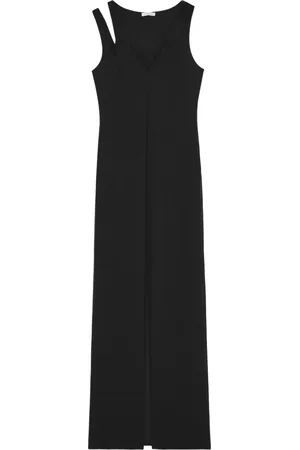 Patrizia Pepe Kleedjes, Dames, Zwart, S, Technische Jersey V-hals Jurk