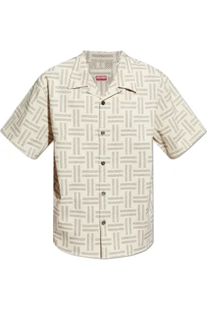 Kenzo Overhemden, Heren, , M, Katoen, Shirt met patroon, korte mouwen