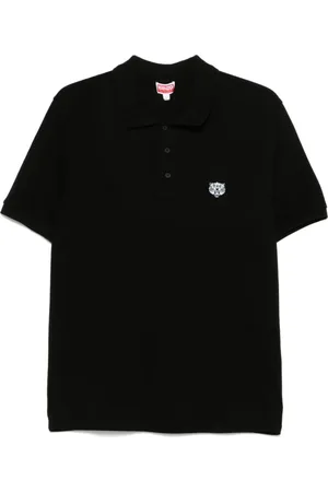 Kenzo Tops, Heren, Zwart, S, Katoen, Zwart poloshirt met korte mouwen