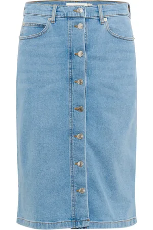 INWEAR Rokken, Dames, Blauw, XL, Denim, Denim Rok met Knopen aan de Voorkant