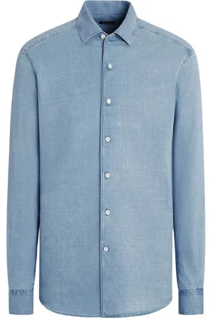 Ermenegildo Zegna Overhemden, Heren, Blauw, M, Stijlvolle 04G Shirt Upgrade Casual Garderobe
