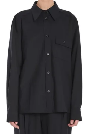 Khaite Blouses & Shirts, Dames, Zwart, S, Wol, Zwart overhemd met knopen en borstzak