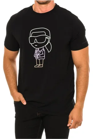 Karl Lagerfeld Tops, Heren, Zwart, L, Katoen, T-shirt met korte mouwen, klassieke stijl