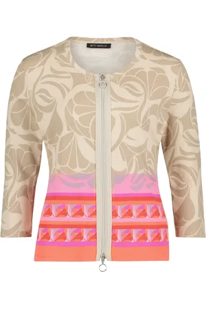 Betty Barclay Jassen, Dames, Veelkleurig, 4Xl, Leer, Bloemen shirtjas met ribstructuur