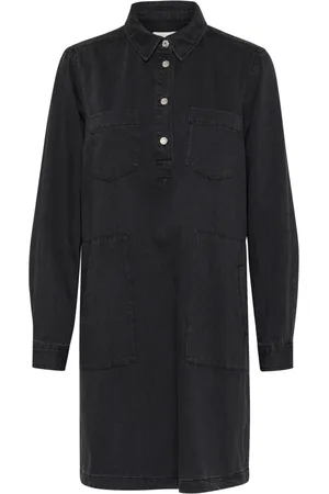 Part Two Kleedjes, Dames, Zwart, 2Xs, Denim, Zwarte Denim Blousejurk
