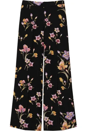 Twin-Set Broeken, Dames, Zwart, 2Xs, Polyester, Bloemen Palazzo Broek