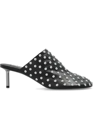 Jil Sander Schoenen, Dames, Zwart, 38 EU, Leer, Leren Mules met Hak