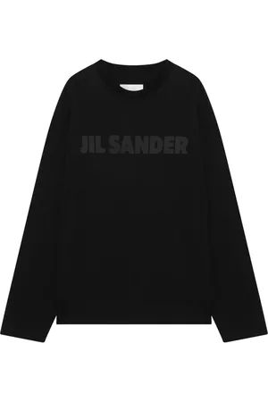 Jil Sander Tops, Heren, Zwart, M, T-shirt met lange mouwen en ronde hals