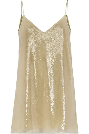 MVP Wardrobe Kleedjes, Dames, , XS, Satijn, Paillet Korte Jurk met Contrasterende Bandjes