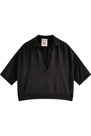 SEMICOUTURE Tops, Dames, Zwart, XS, Katoen, Amber Katoenen Polo met V-hals