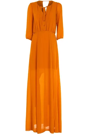 Patrizia Pepe Kleedjes, Dames, Oranje, S, Polyester, Maxi-jurk