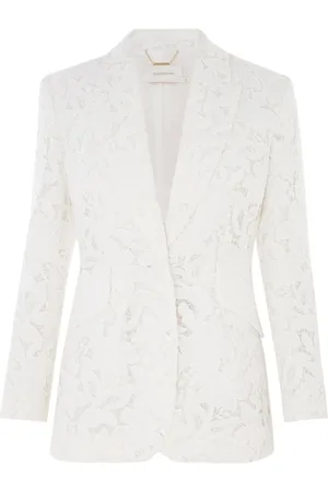ZIMMERMANN Jassen, Dames, Wit, S, Organza, Ivory Lace Jacket