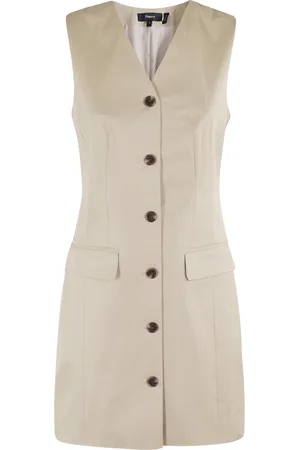 THEORY Kleedjes, Dames, Bruin, S, Katoen, Beige Katoen Chino Blazer Jurk