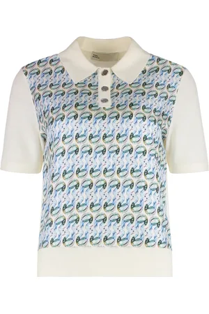 Tory Burch Tops, Dames, Veelkleurig, S, Wol, Geribbelde Gebreide Wollen Poloshirt