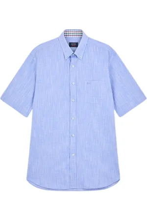 Paul & Shark Overhemden, Heren, Blauw, L, Katoen, Kortmouw Overhemd