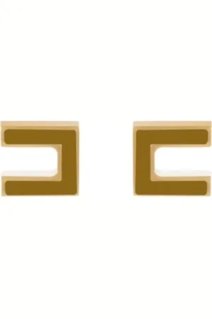Elisabetta Franchi Accessoires, Dames, Geel, ONE Size, Dubbele C-logo oorbellen in goud