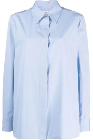 Jil Sander Blouses & Shirts, Dames, Blauw, M, Katoen, Gestreepte katoenen blouse