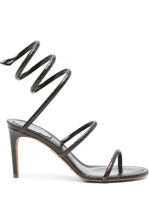 RENE CAOVILLA Schoenen, Dames, Bruin, 37 EU, Bruin Leren Stiletto Hak Sandalen