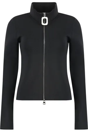 J.W.Anderson Truien, Dames, Zwart, S, Polyester, Geribbelde kraag cardigan met rits
