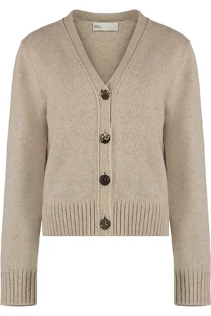 Tory Burch Truien, Dames, , S, Wol, Geribbelde gebreide wollen cardigan