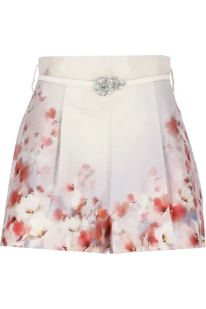 ZIMMERMANN Korte broeken, Dames, Veelkleurig, S, Katoen, Floral Zijde en Katoenen Shorts