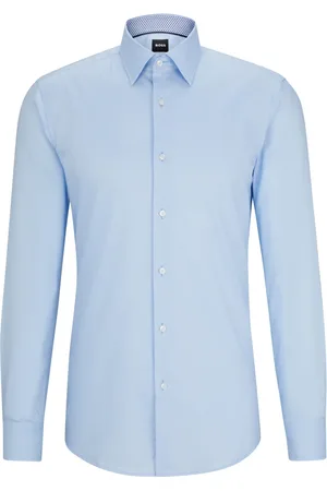 HUGO BOSS Overhemden, Heren, Blauw, L, Katoen, Elegant Formeel Overhemd