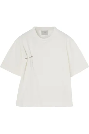 Halfboy Tops, Dames, Wit, M, Uniek Pin Detail Oversized T-Shirt