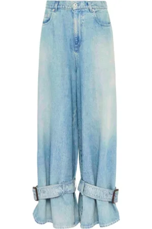 J.W.Anderson Jeans, Dames, Blauw, W27, Katoen, Jeans met Gespen aan de Zoom