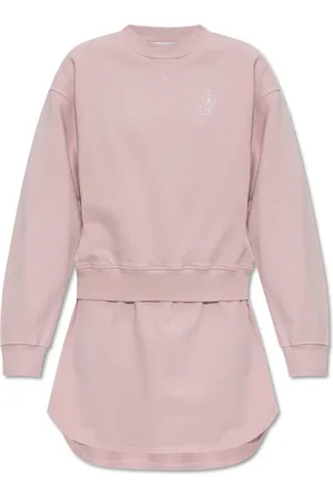 J.W.Anderson Kleedjes, Dames, Roze, S, Katoen, Gelaagde Sweatshirt Jurk