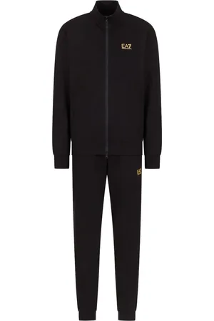 EA7 Sport, Heren, Zwart, S, Katoen, Zwart Sportief Trainingspak Set
