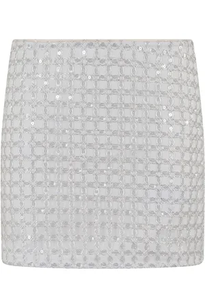 ROTATE Rokken, Dames, Grijs, M, Tule, Zilveren Kralen Mini Rok