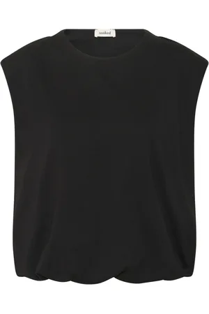 Soaked in Luxury Tops, Dames, Zwart, M, Katoen, Zwarte Ballon Tank Top