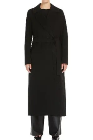 Max Mara Mantels, Dames, Zwart, S, Zwarte Ceintuurjas
