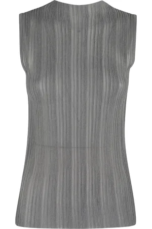 SEMICOUTURE Tops, Dames, Grijs, S, Mouwloze top met hoge hals in mist