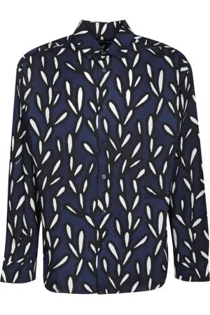 Jacquemus Overhemden, Heren, Veelkleurig, M, Katoen, Blauw Blad Patroon Shirt