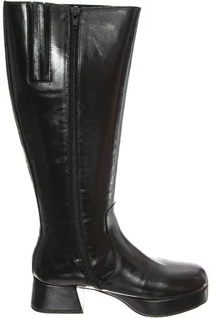 Jeffrey Campbell Schoenen, Dames, Zwart, 36 EU, Leer, Hoge Zwarte Leren Laarzen