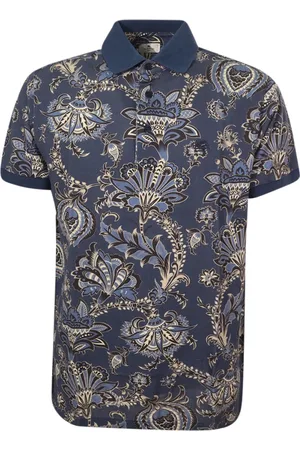 Etro Tops, Heren, Blauw, S, Katoen, Blauw Bloemen Paisley Print Polo Shirt