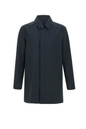 Peuterey Mantels, Heren, Blauw, L, Polyester, Blauwe Parka Jas Winddicht Waterafstotend